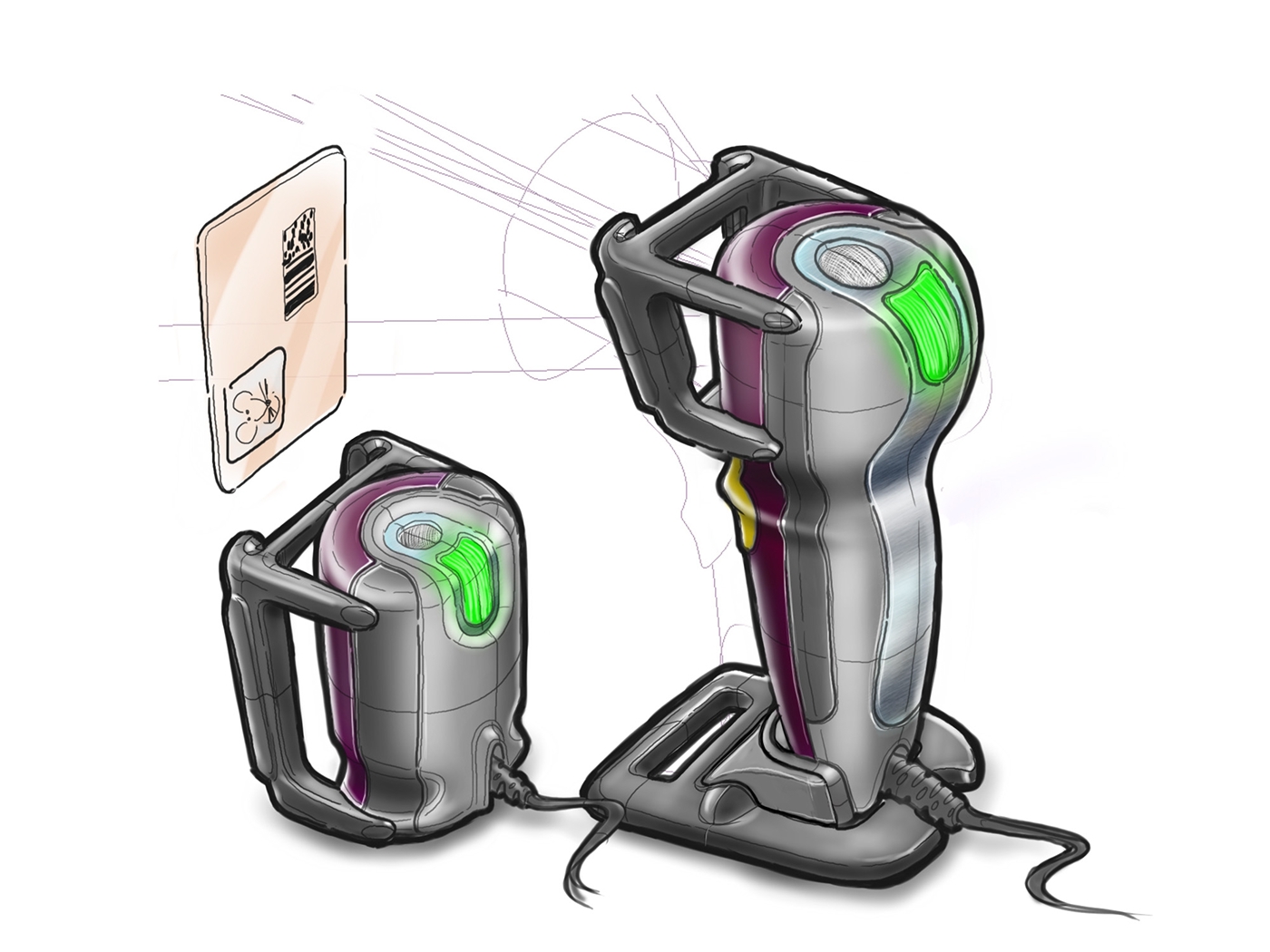 Motorola，brand，Scanner，Scanning gun，Hand drawn，